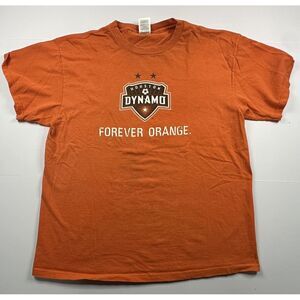 Vintage Houston Dynamo Shirt‎ Mens Large Orange Logo Soccer Outdoor Futbol USA